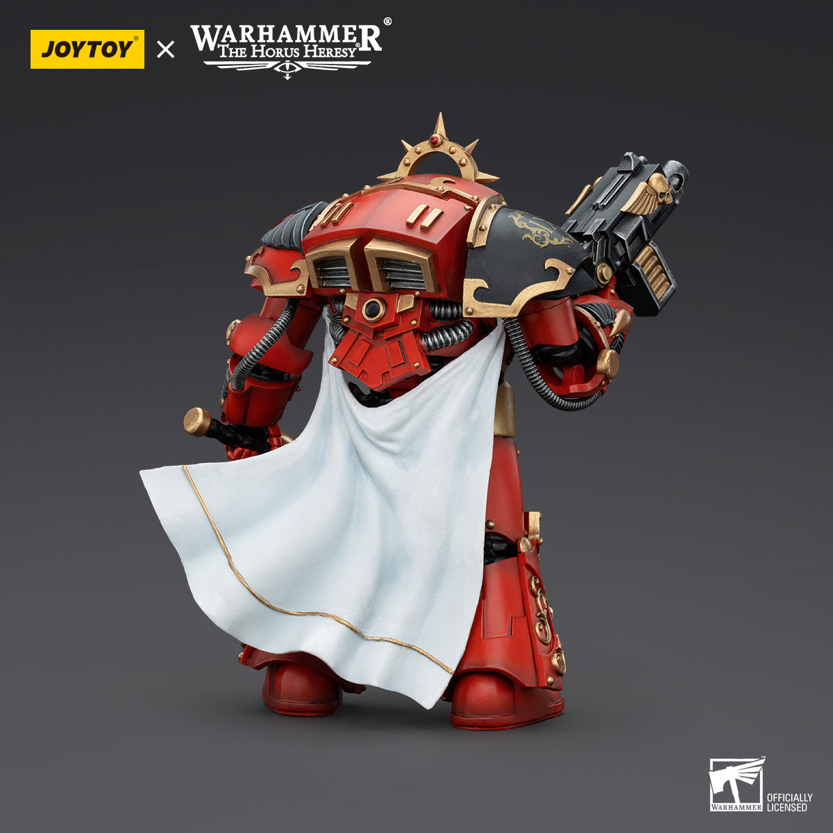 Back view of Blood Angels Praetor in Tartaros Terminator Armour, highlighting the rear of the Terminator armor and the placement of the power pack.