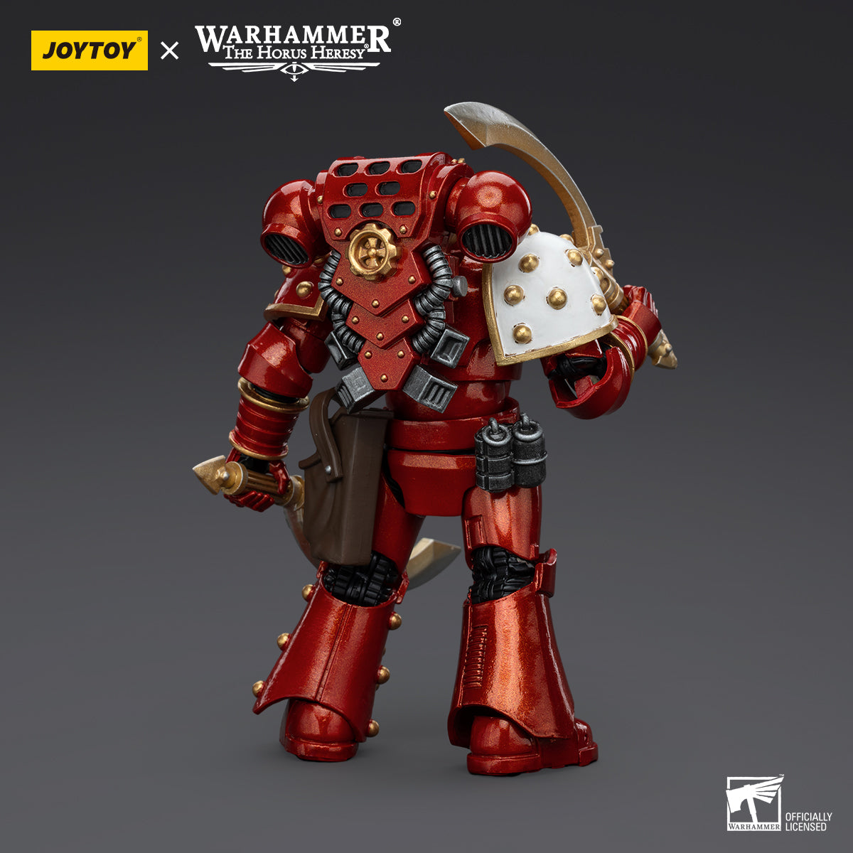 Back view of Thousand Sons Khenetai Occult Cabal Blademaster, highlighting the intricately detailed armor, cloak, and weaponry, with the sword in place for swift strikes.