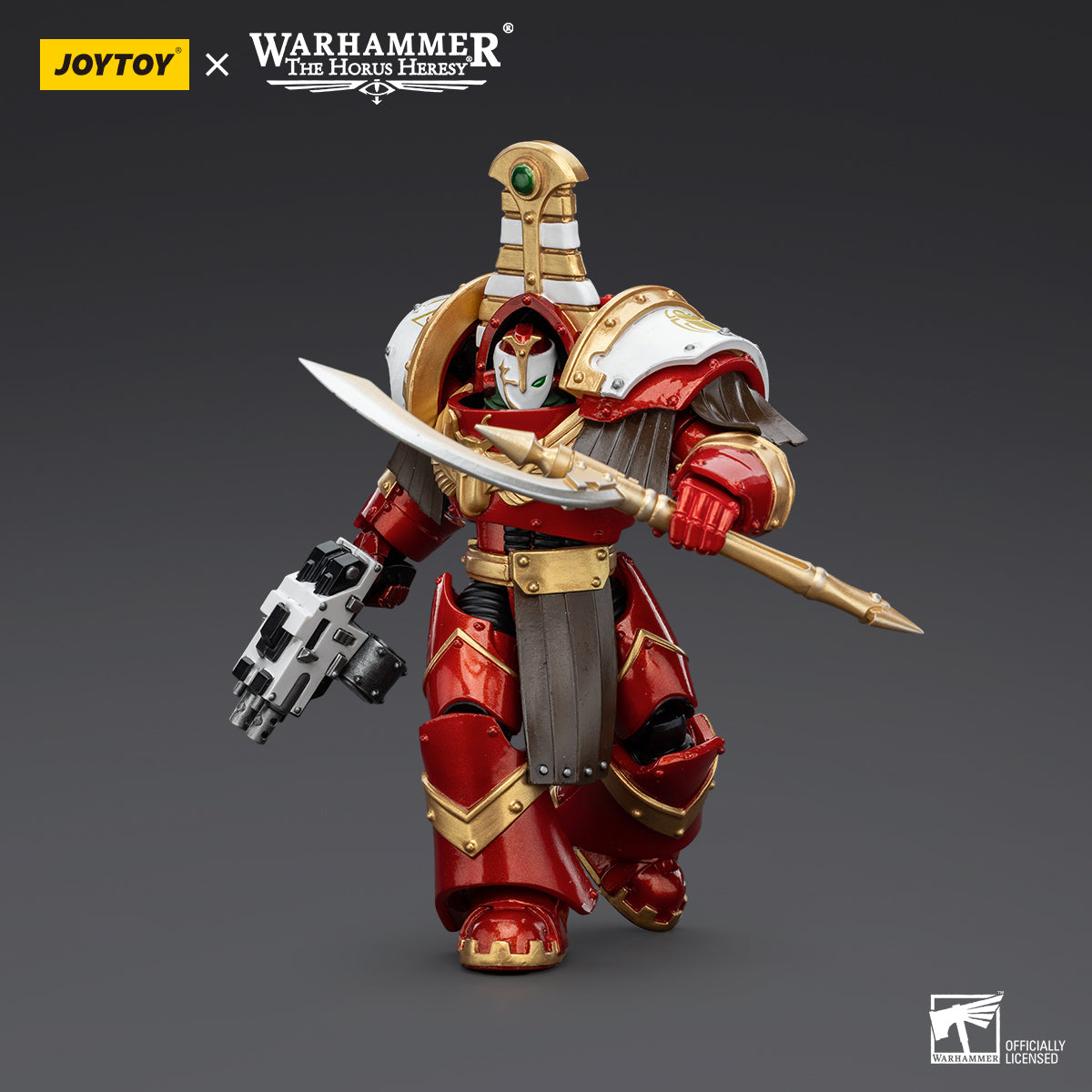 Thousand Sons Sekhmet Terminator Cabal Sekhmet with Combi-Bolter and Achea Force Weapon in marching stance. The figure strides forward in Terminator armor, holding the combi-bolter in a relaxed yet ready position, with the Achea Force Weapon at his side, ready for any challenge.