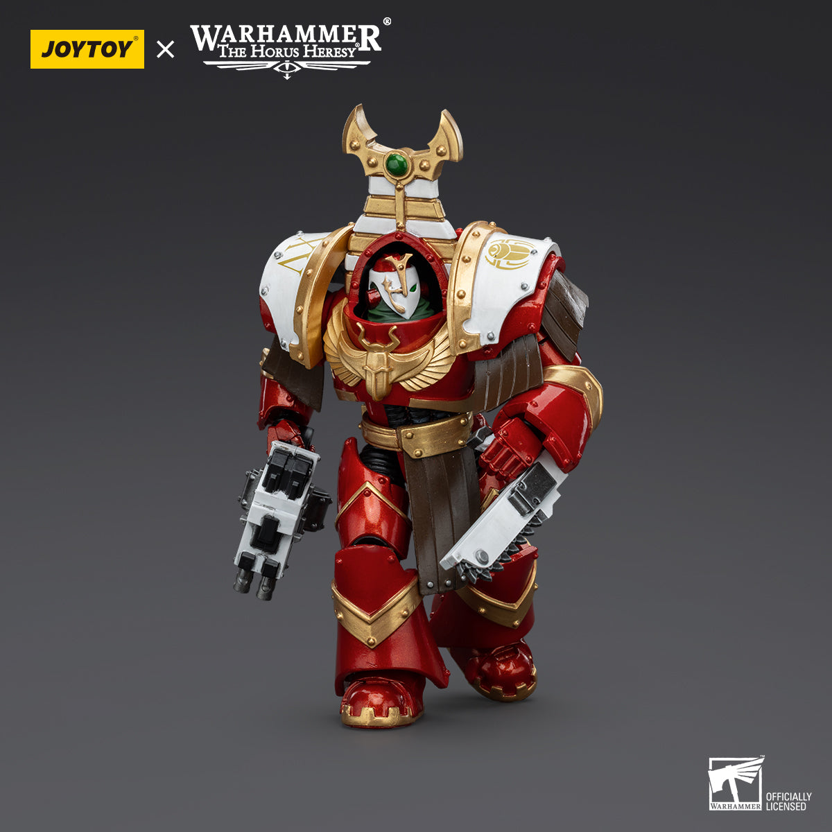 Thousand Sons Sekhmet Terminator Cabal Sekhmet with Combi-Bolter and Chainfist in marching stance, carrying the combi-bolter at the ready with the chainfist held in a forward position. The figure strides purposefully, its Terminator armor symbolizing both might and strategy.
