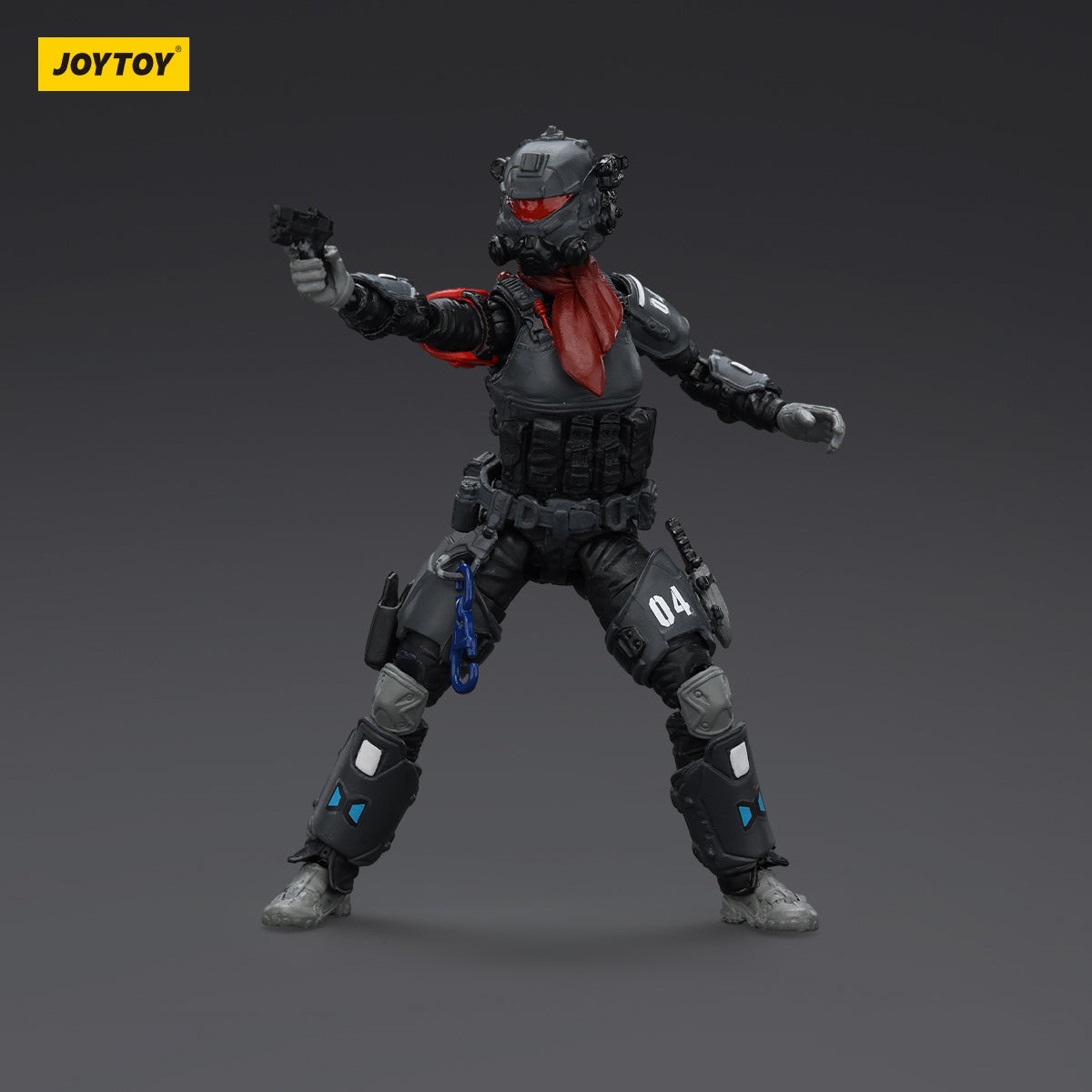 Pilot figure for the Tyrant-04 (City Combat Type), front view. The pilot is dressed in tactical armor, ready to command the mecha for combat in urban environments.