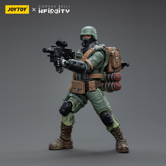 Ariadna - Frontoviks Separate Assault Battalion in combat pose, holding a rifle in a ready position, fully armored and prepared for tactical assault.