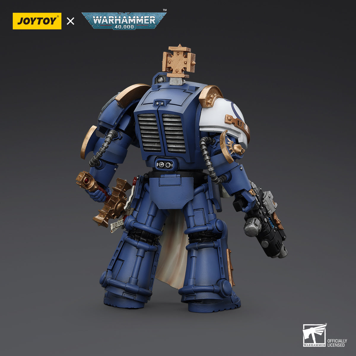 Back view of Captain in Terminator Armor, highlighting the power pack and rear armor design.