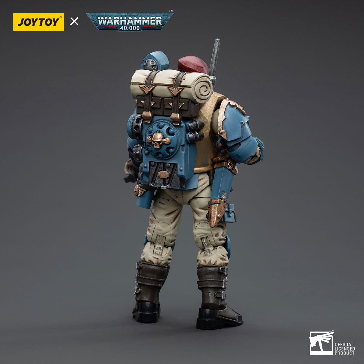 Back view of the 55th Kappic Eagles Grenadier. The grenadier’s armor is designed for both protection and mobility, with his backpack clearly visible, equipped for prolonged engagements.