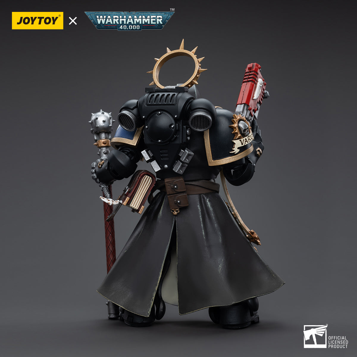 Back view of Joytoy Ultramarines Primaris Chaplain Varus Action Figure