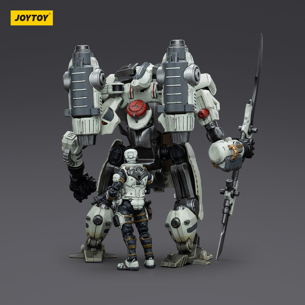Rear view of North 09 Strike Attack Mecha and pilot set