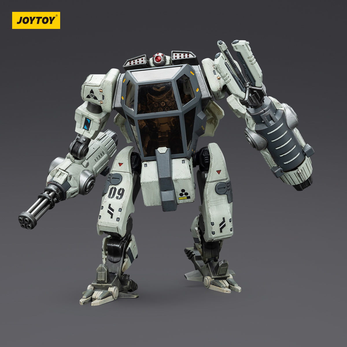 North 09 Strike Attack Mecha, front view. Features heavy armor plating, mechanical limbs, and mounted weaponry.