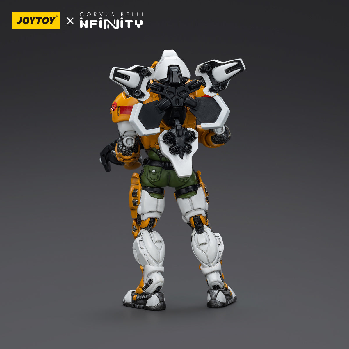 Back view of Yu Jing Special Action Team - Tiger Soldier Male. The figure’s rear armor design, weaponry positioning, and power pack are visible, displaying the soldier’s readiness for tactical operations.