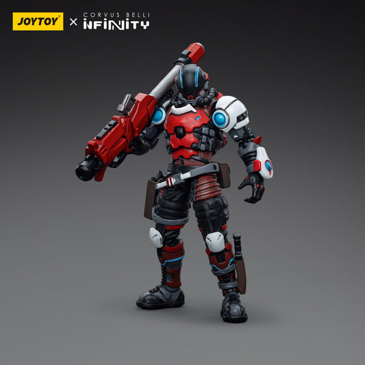 Side view of the Nomads Wildcats Polyvalent Tactical Unit (Male), demonstrating the flexibility of his tactical exosuit. The male soldier’s posture is firm, with his combi-rifle raised in one hand, ready for rapid engagement.