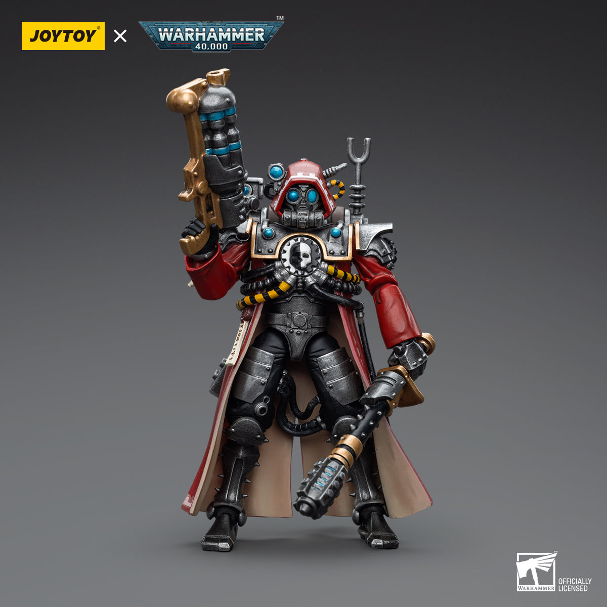 Front view of the Skitarii Ranger Alpha. The figure stands confidently in full Skitarii armor, featuring advanced tech and cybernetic enhancements.