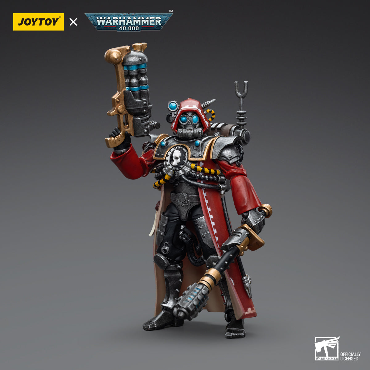 Side view of the Skitarii Ranger Alpha. The figure is seen from the side, showcasing the intricate detailing of their armor and tech enhancements.