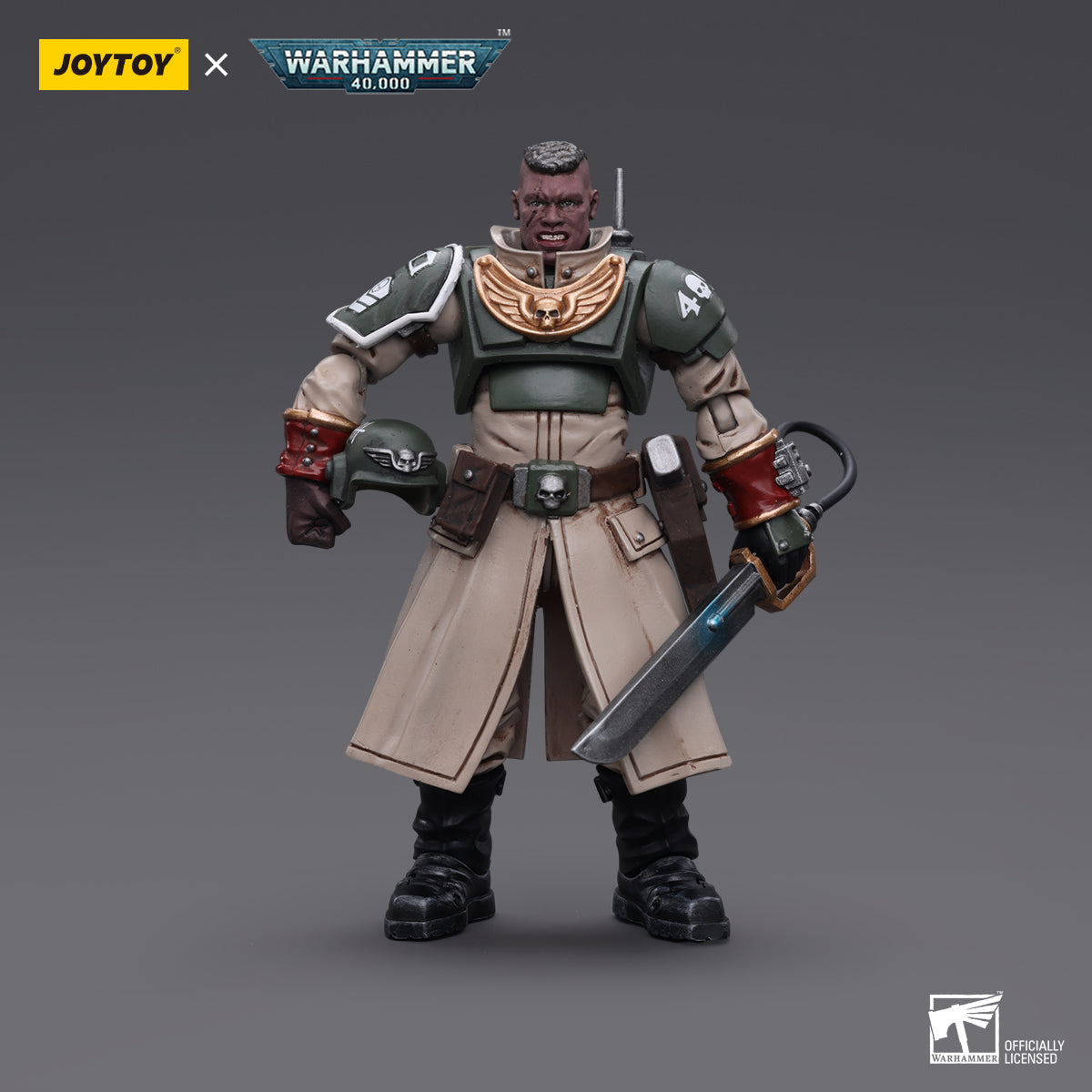 Front view of the Cadian Command Squad Commander with Power Sword.