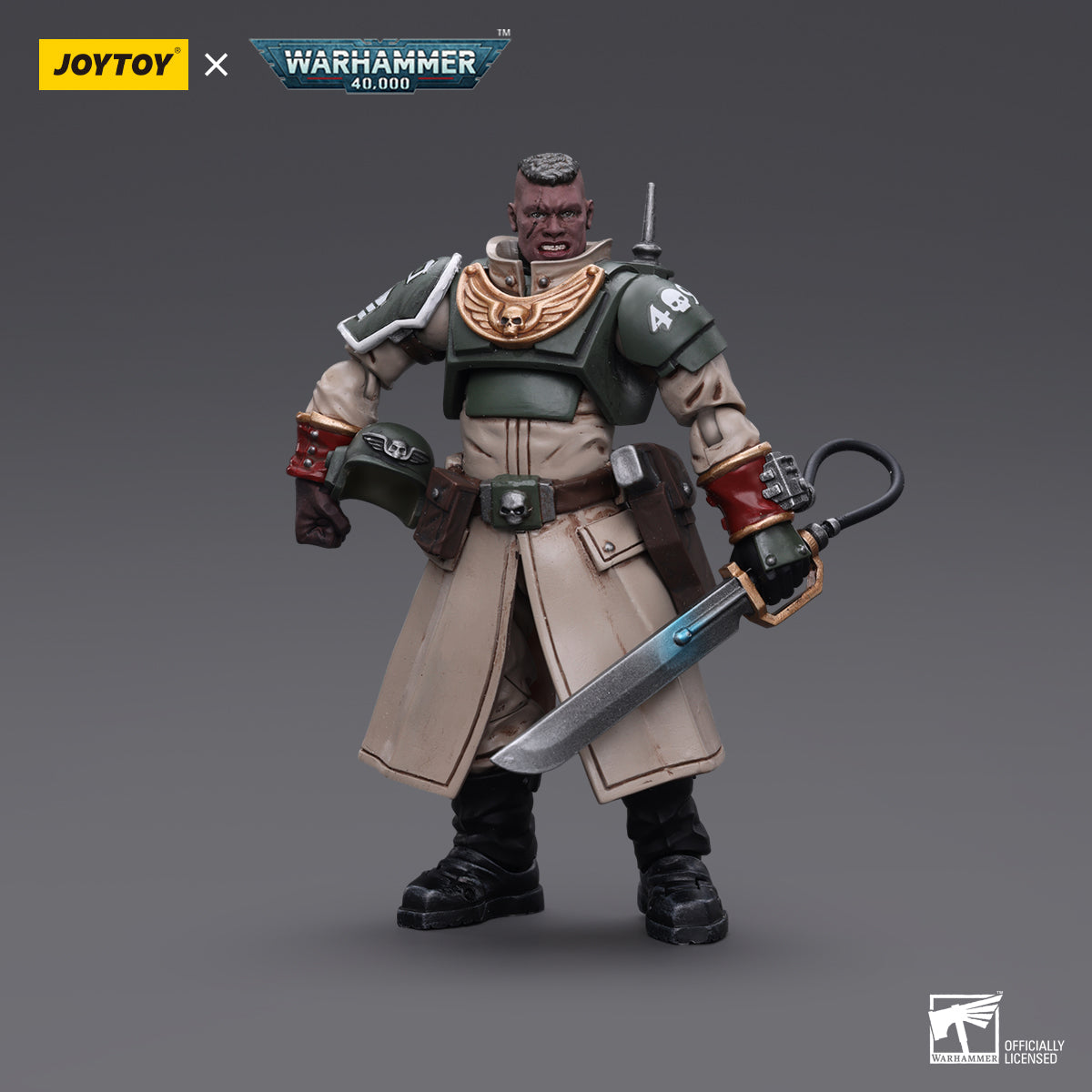 Front view of the Cadian Command Squad Commander with Power Sword.