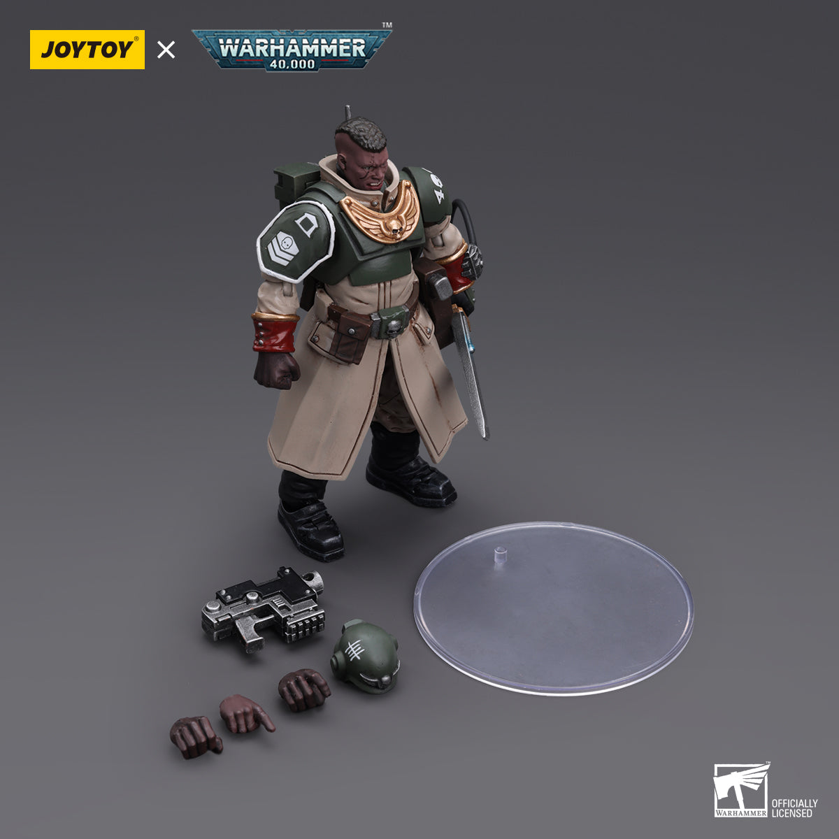Package contents for Cadian Command Squad - Commander with Power Sword. 