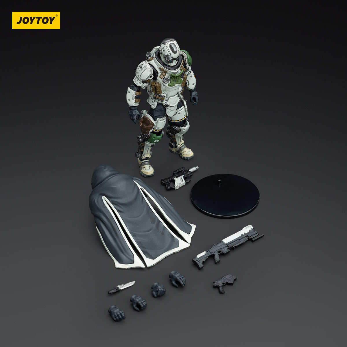 Package contents for 09th Legion Assault Company - Sniper. Includes sniper figure, long-range rifle, alternate hands, tactical blade, and gear accessories.