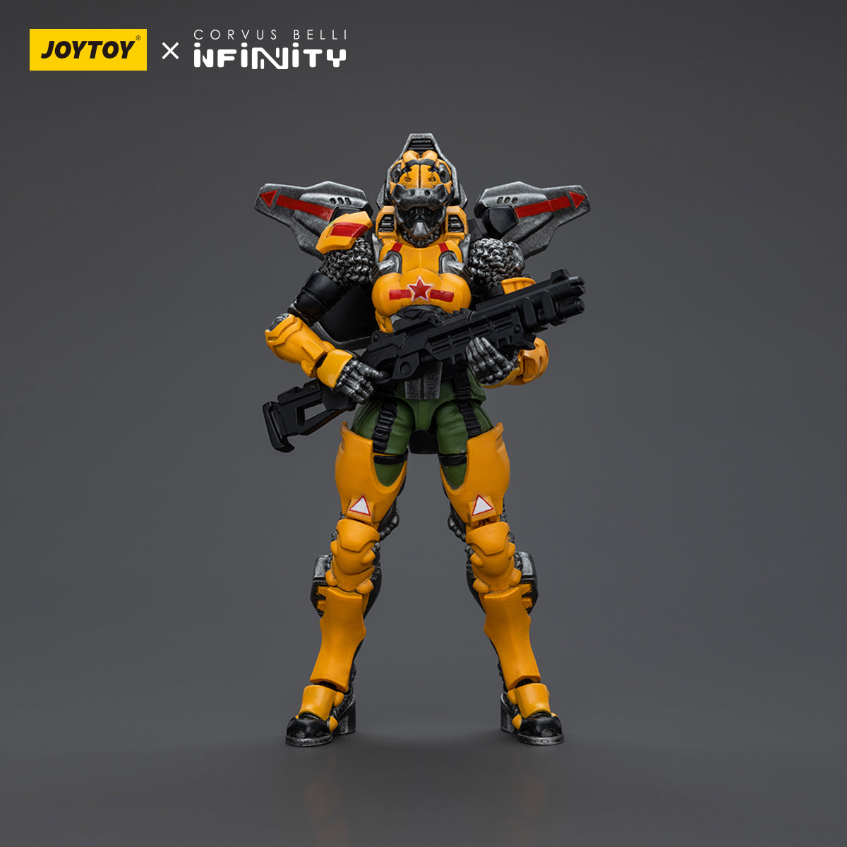 Yu Jing Black Ops - Tiger Soldier Female, front view. The female Tiger Soldier is fully geared in tactical armor, holding her weapon in a ready stance, highlighting her sleek, combat-ready appearance and detailed gear.